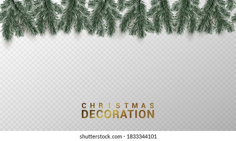 Seamless Christmas decoration.  Realistic branches of Christmas tree
