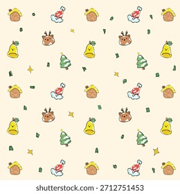 Nahtlose Weihnachts-Dekorationsmuster, Tapeten, Hintergründe, Schneemann-Designs, Winterthemen, Weihnachtsbäume und saisonale Elemente, Geschenkpapier, Vektorgrafiken.