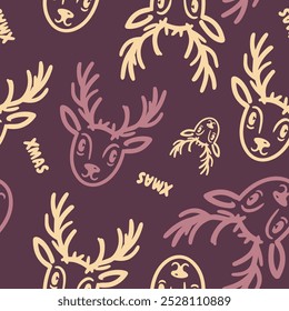 Seamless Christmas deers vector pattern for festive design	