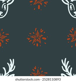 Seamless Christmas deers vector pattern for festive design	