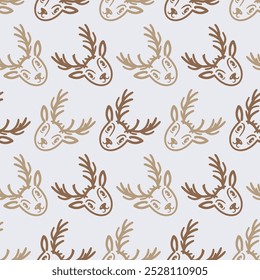 Seamless Christmas deers vector pattern for festive design	
