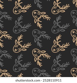 Padrão de vetor de veados de Natal sem costura para design festivo	