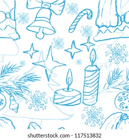 Seamless Christmas doodles background