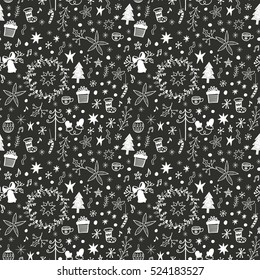 Seamless Christmas elements vector pattern