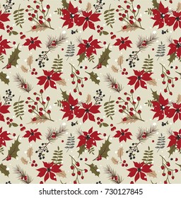 Seamless Christmas Floral Pattern