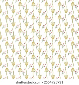 	Seamless Christmas floral pattern with branches, leaves and winter berries.