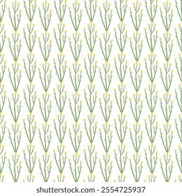	Seamless Christmas floral pattern with branches, leaves and winter berries.