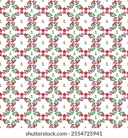 	Seamless Christmas floral pattern with branches, leaves and winter berries.