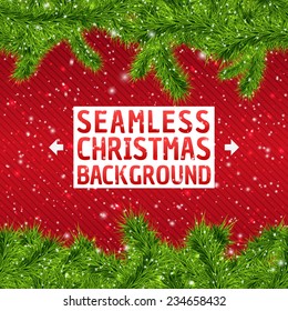 Seamless Christmas Frame background with xmas tree and snowflakes. Vector illustration for your design, posters, greeting card, banners.