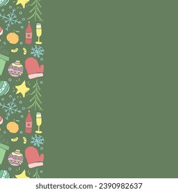 Marco de navidad sin foco. Antecedentes de Año Nuevo. Ilustración de dibujos con navidad e iconos de año nuevo