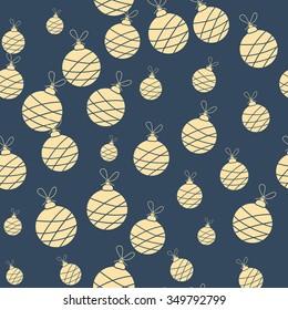 Seamless christmas garland pattern on blue background. Vector