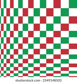 Seamless Christmas geometric hypnotic background. Red, green repeated beautiful abstract modern pattern.