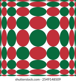 Seamless Christmas geometric hypnotic background. Red, green repeated beautiful abstract modern pattern.