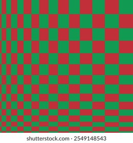 Seamless Christmas geometric hypnotic background. Red, green repeated beautiful abstract modern pattern.