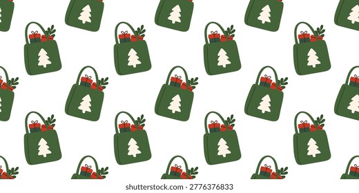 seamless christmas gift bag pattern festive presents sack illustration holiday design
