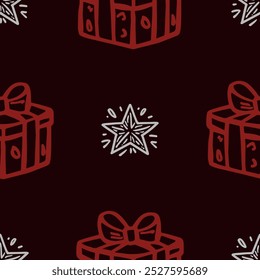 Seamless Christmas gifts vector pattern for festive design