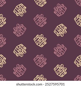 Patrón inconsútil del Vector de los regalos de la Navidad para el diseño festivo