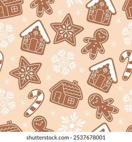 Seamless Christmas gingerbread cookie pattern