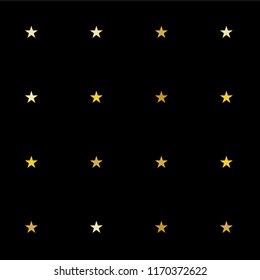 Seamless Christmas gold and silver stars confetti falling, isolated on black. Magic shining flying stars and glitter dots sparkle cosmic backdrop