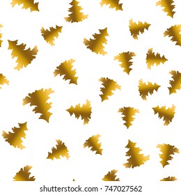 seamless Christmas  gold tree  on white background. For  print, paper, textile, banner, wallpaper