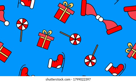 Seamless Christmas greeen pattern on a white background . Vector hand drawing sketch illustration.