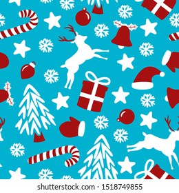 Seamless Christmas Holiday Icons Pattern. Vector Art EPS 10.