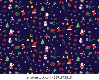 Nahtloses Weihnachtsfeiertagsmuster mit Weihnachtsmann und Schneeflocken