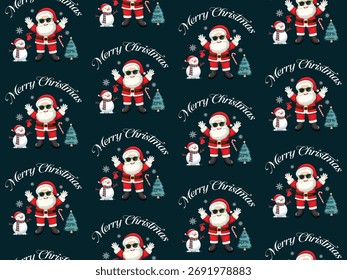 Padrão de Natal perfeito com Santa e flocos de neve