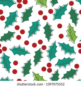 Seamless Christmas holly berries background