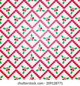 seamless Christmas holly pattern 