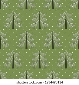 seamless Christmas illustration with Christmas trees