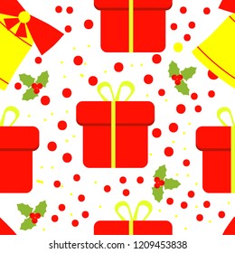 Seamless Christmas illustrations. Abstract vector Pattern with Christmas symbols and design elements for scrapbook