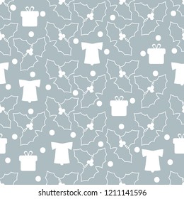 Seamless Christmas illustrations. Abstract vector Pattern with Christmas symbols and design elements for scrapbook