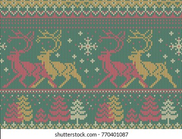 Seamless christmas knitted pattern