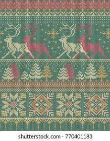 Seamless christmas knitted pattern