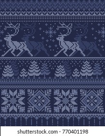 Seamless christmas knitted pattern