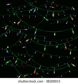 Seamless Christmas lights background in many colors