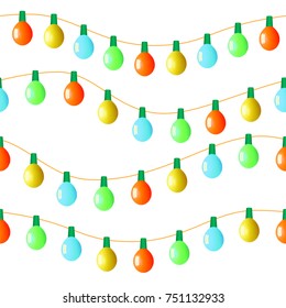 Seamless Christmas lights background. Vector illustration