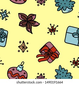 seamless christmas mix cute pattern.