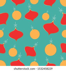 Seamless Christmas and New Year pattern with Christmas balls