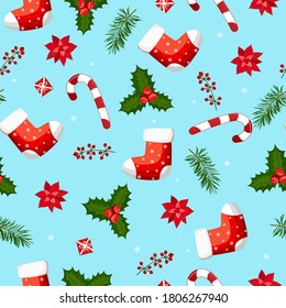 Seamless Christmas and New Year pattern with candy cane for your decoration. Vector illustration for cover, card, textile and interior design for New Year.

