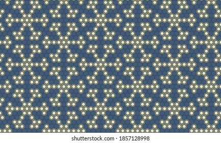 Navidad sin problemas y patrón de año nuevo. Seamless Abstract gira alrededor del fondo con copos de nieve dorados sobre fondo azul. Fondo de invierno vectorial para tela, textil, papel de pared, carteles, envoltura de regalo