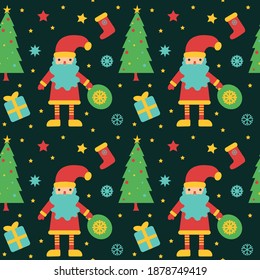 Nahtlose Weihnachten- und Neujahrsmuster. Schleifpapier, Textilien und Tapete. Heller festlicher Hintergrund. Vektorgrafik.