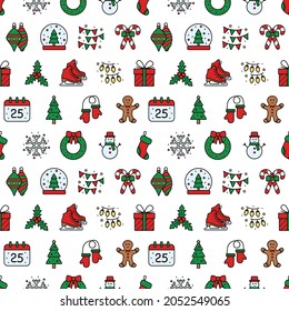 Seamless christmas and new year pattern, vector illustration