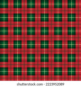 Seamless Christmas and New Year pattern at Buffalo Plaid. Festive background for design and print