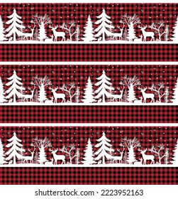 Seamless Christmas and New Year pattern at Buffalo Plaid. Festive background for design and print