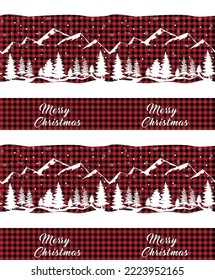 Seamless Christmas and New Year pattern at Buffalo Plaid. Festive background for design and print