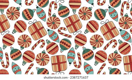 Seamless Christmas or New Year pattern Gift paper or fabric print