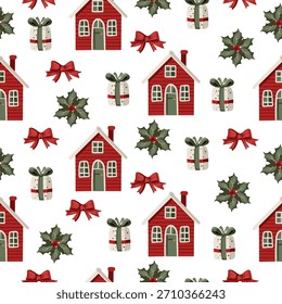 Nahtloses Weihnachts- und Neujahrsmuster für Dekoration	