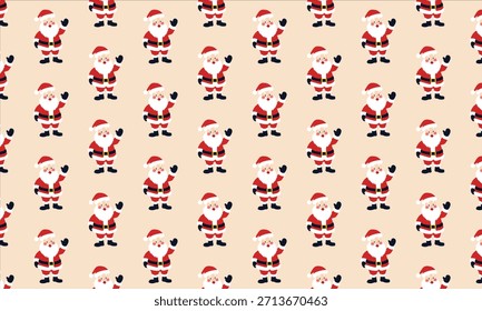 Patrón de Navidades sin costuras y año Nuevo con Papá Noel sobre fondo pastel, papel de regalo festivo y diseño de embalaje